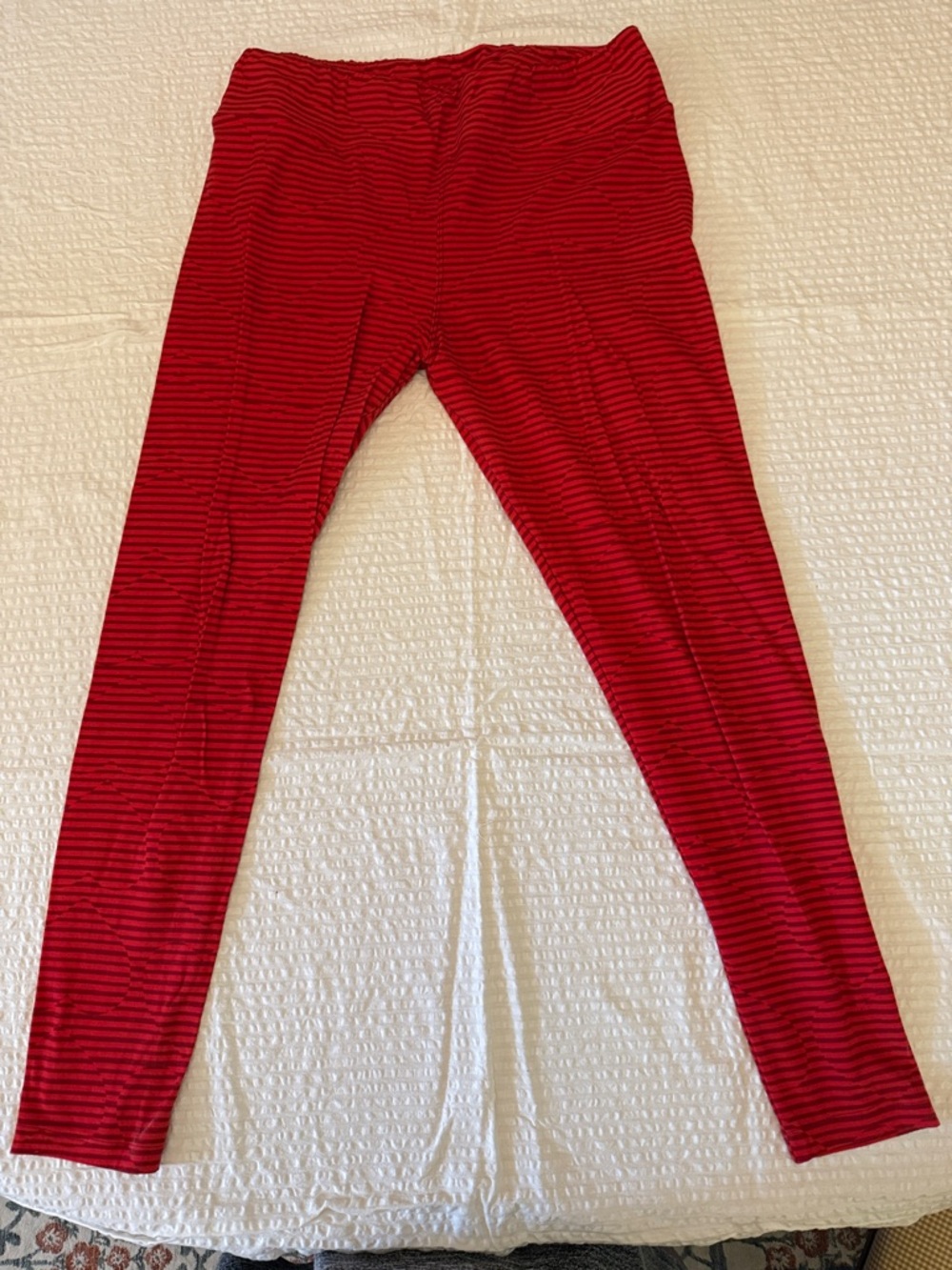 Lularoe Red Striped Leggings (Valentine’s Print) - Tall & Curvy